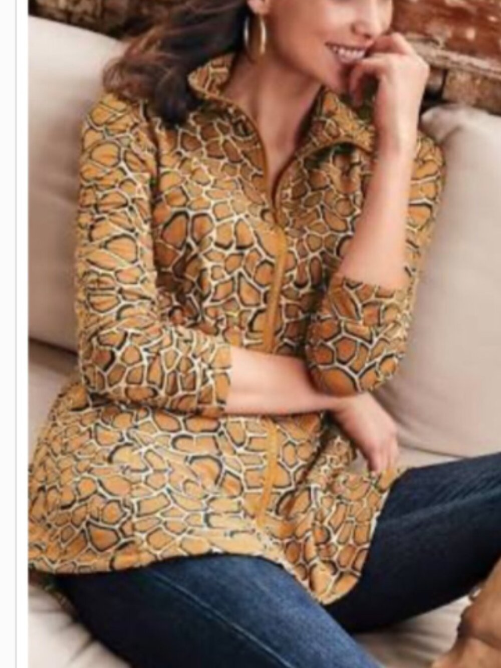 Soft Surroundings Giraffe Weekender Zip Jacket M 2CL82